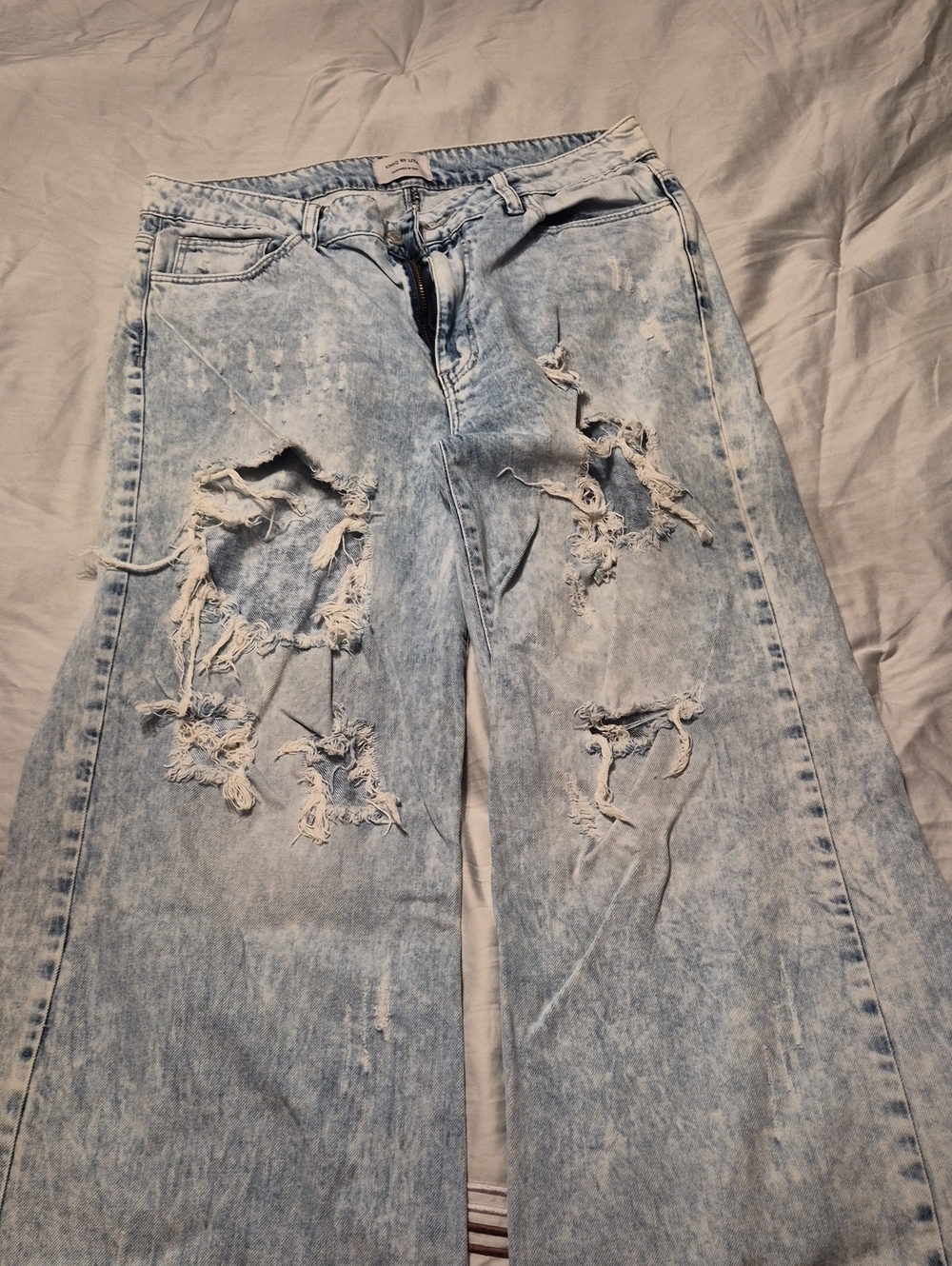 Litz By Uniq Flared Wide Leg Distressed Jeans